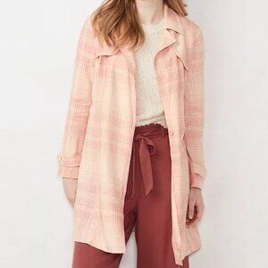 LC Lauren Conrad Pink Plaid Trench Coat